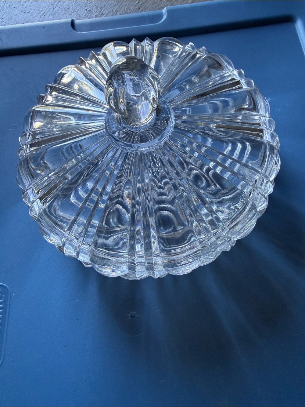 Clear Glass Covered Candy Dish - Elegant Ribbed Design